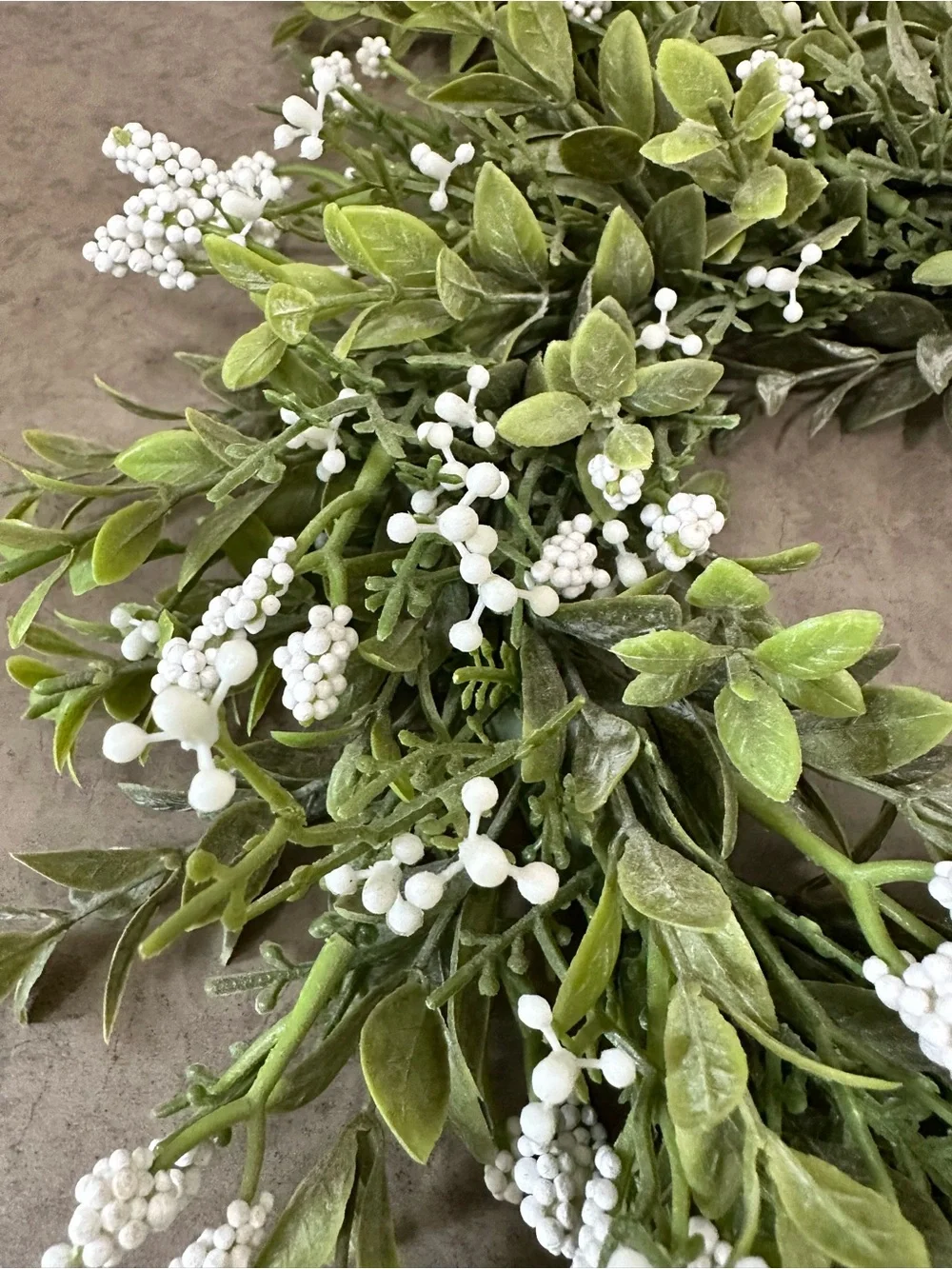 Lush Green Boxwood Wreath with White Berry Accents Faux 12-13” Set of 2 Match